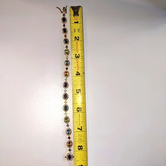 Multi-Gemstone Peridot, London Blue, Amethyst Tennis Bracelet - Picture 11 of 16